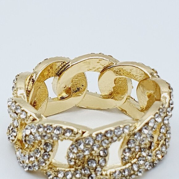 🎀Crystal Zircon Hip Hop Iced Out 18K Gold Plated Mens Diamond Ring,UNVN12381 - Picture 4 of 15